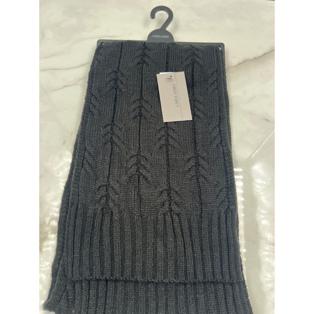 Linea Uomo Scarf Men's One Size Charcoal Gray Cable Knit Scarf NWT